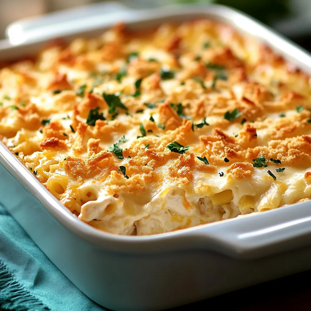 A white dish with a casserole in it.